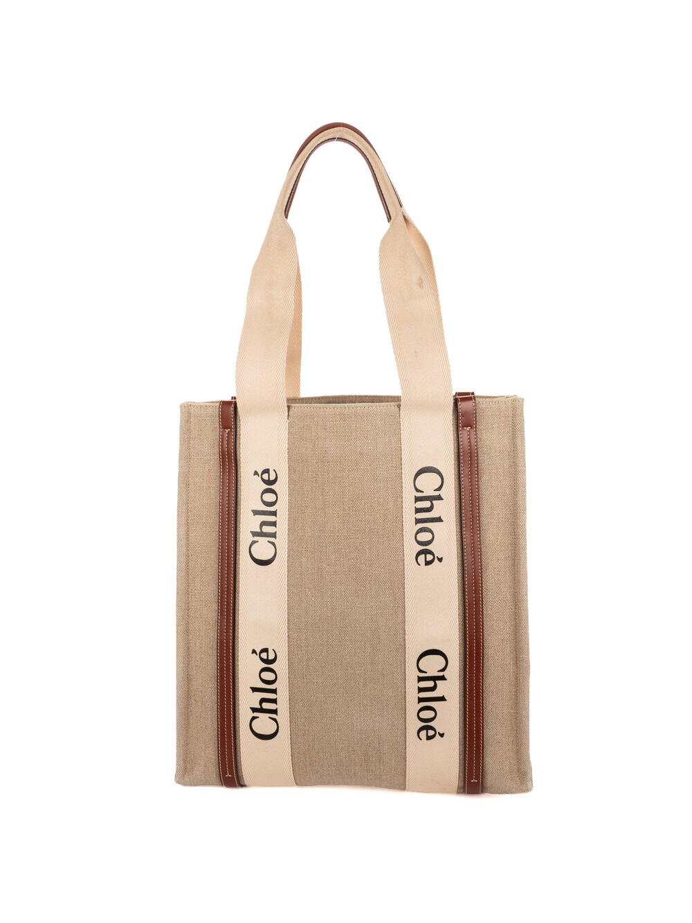 Chloe Woody Tote Canvas With Leather #376564C95B